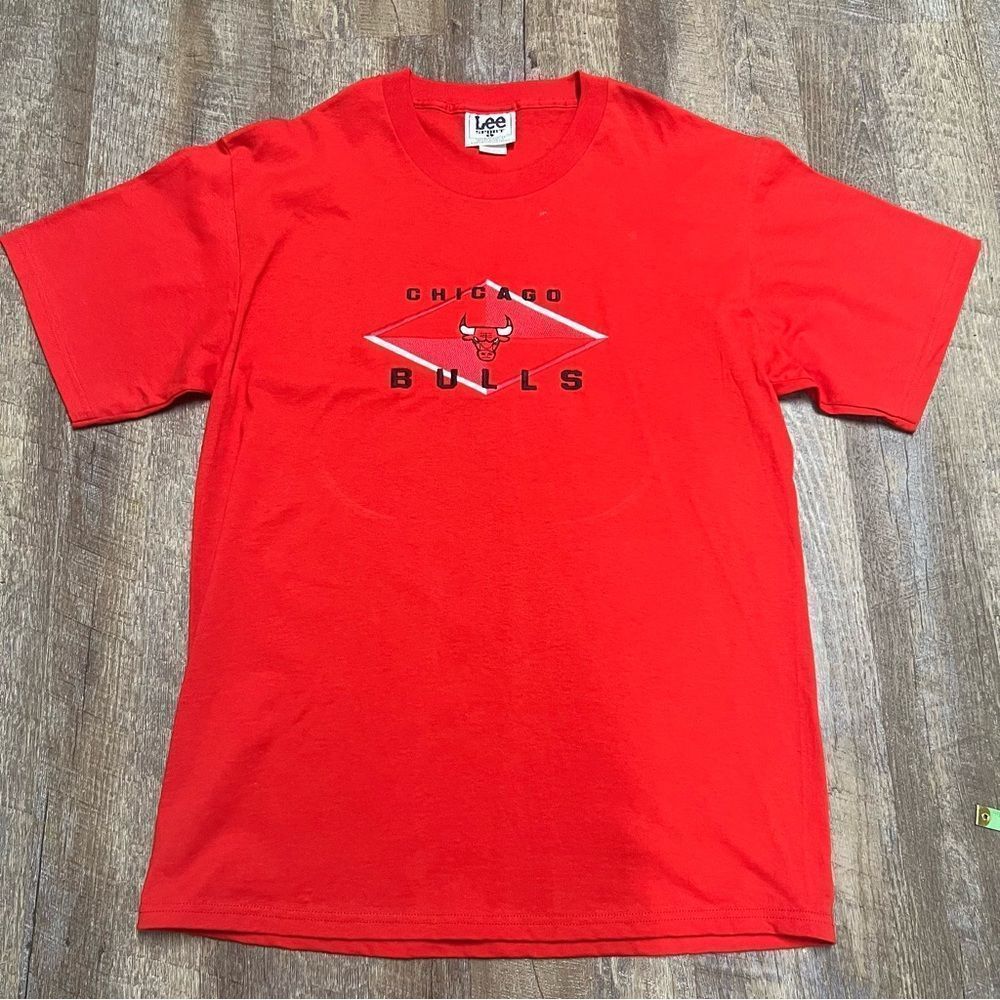 Vintage Chicago Bulls Shirt Adult Large Red Embroidered Lee Sport 90s Mens